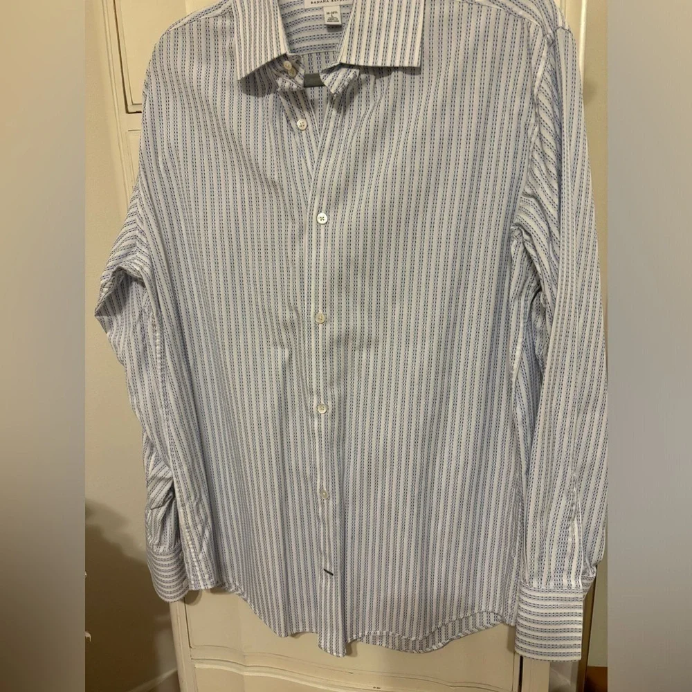 Banana Republic, blue striped button down, collared shirt size large 16-16.5